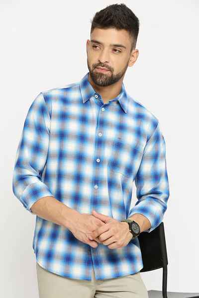 BASICS Mens BLUE SLIM SHIRT 23BSH51736 LS