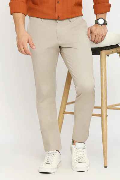 BASICS Mens KHAKI TAPERED TROUSER 23BTR51562 FLATFRONT
