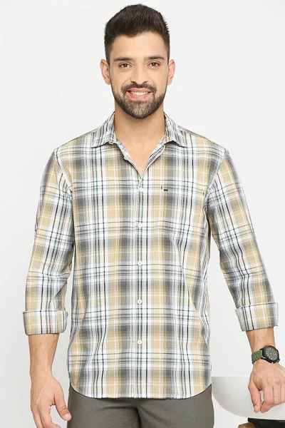 BASICS Mens BEIGE SLIM SHIRT 23BSH51675 LS
