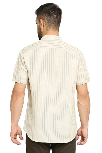 BASICS Mens BEIGE SLIM SHIRT 23BSH51926 LS