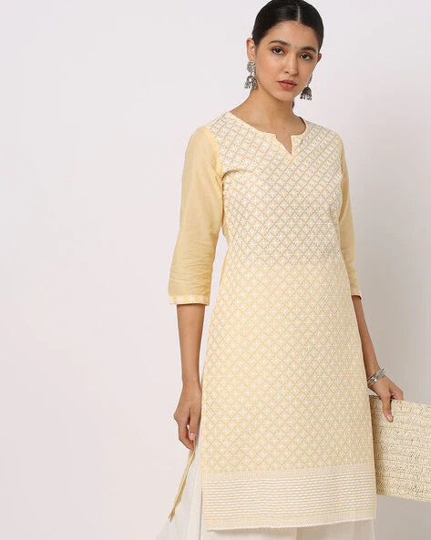 Womens YELLOW Color KURTHI