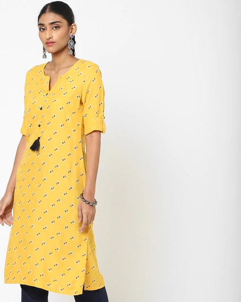 Womens YELLOW Color KURTHI