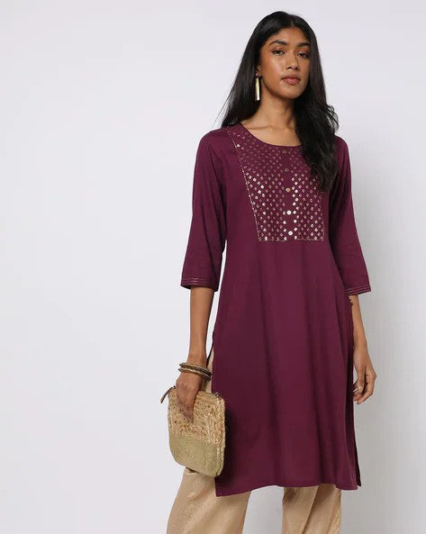 Womens WINE Color KURTHI