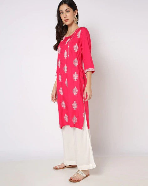 Womens MAGNTA/FUSHA Color KURTHI