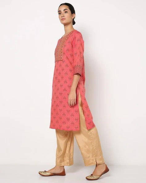 Womens CORAL Color KURTHI