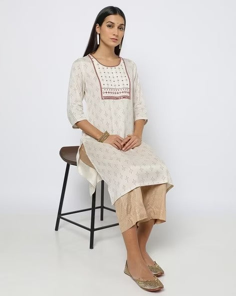 Womens OFF WHITE Color KURTHI