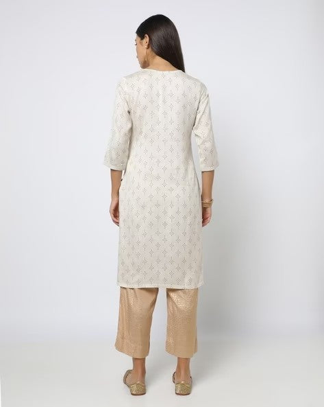 Womens OFF WHITE Color KURTHI