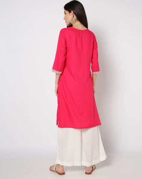 Womens MAGNTA/FUSHA Color KURTHI