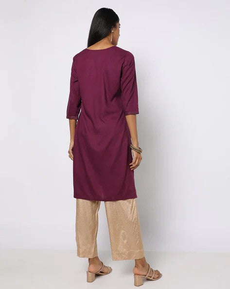 Womens WINE Color KURTHI