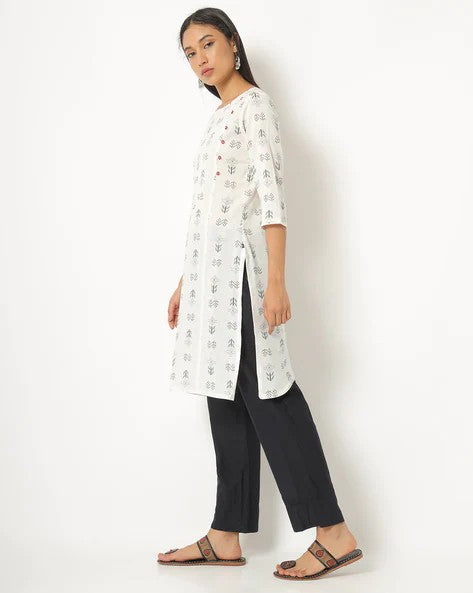 Womens OFF WHITE Color KURTHI