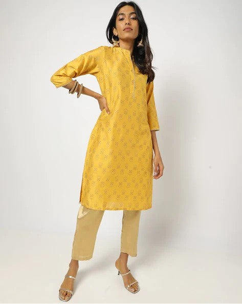 Womens MUSTARD Color KURTHI