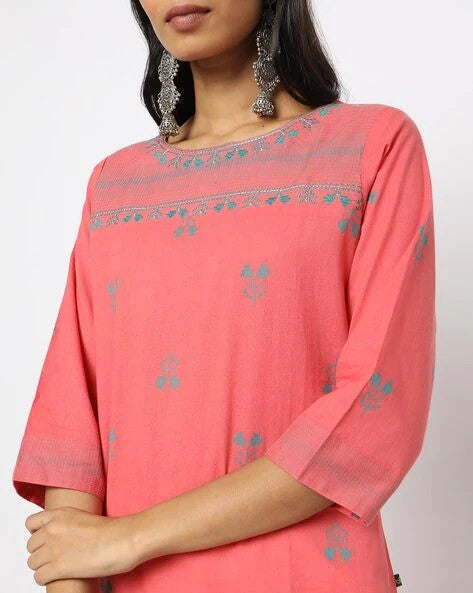 Womens CORAL Color KURTHI