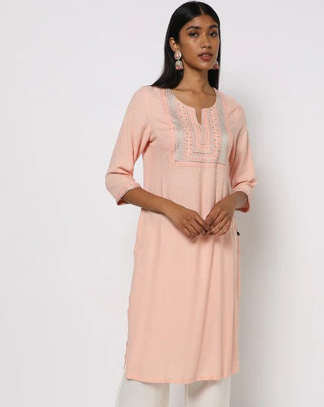 Womens PEACH Color KURTHI