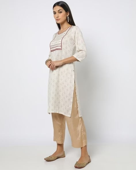 Womens OFF WHITE Color KURTHI