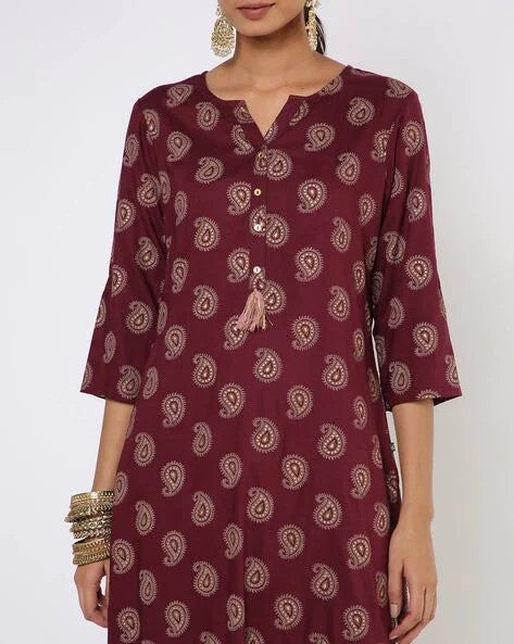 Womens WINE Color KURTHI