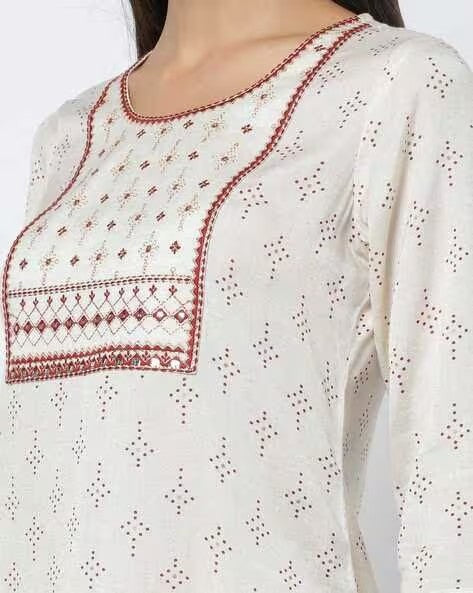 Womens OFF WHITE Color KURTHI