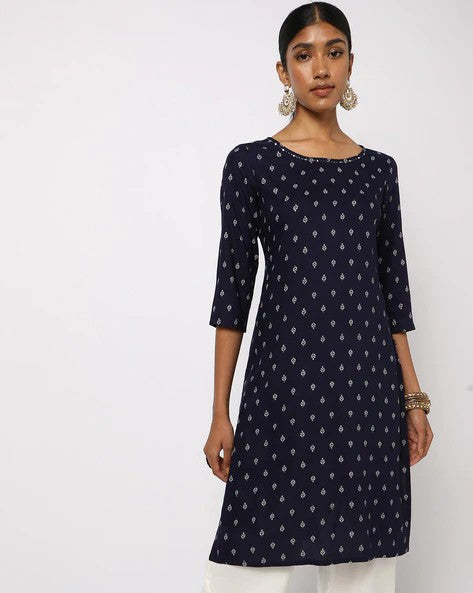 Womens NAVY Color KURTHI