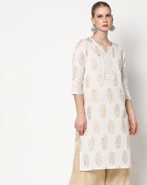 Womens OFF WHITE Color KURTHI