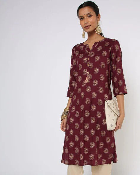 Womens WINE Color KURTHI