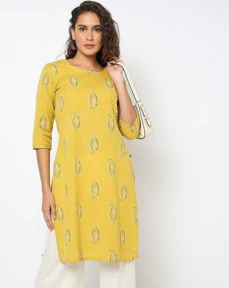 Womens YELLOW Color KURTHI
