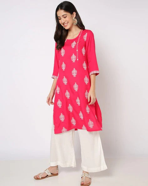 Womens MAGNTA/FUSHA Color KURTHI