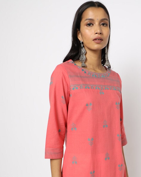 Womens CORAL Color KURTHI