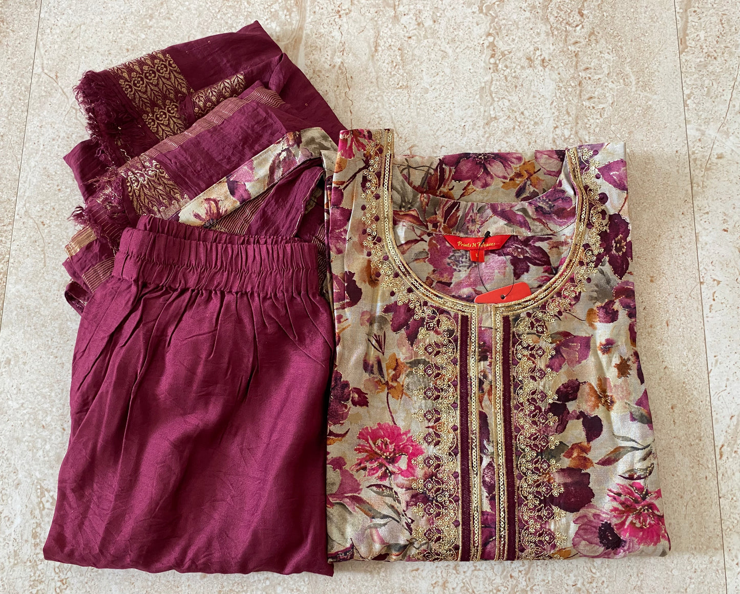 3 PCS KURTHI SET 1802002PURPLE