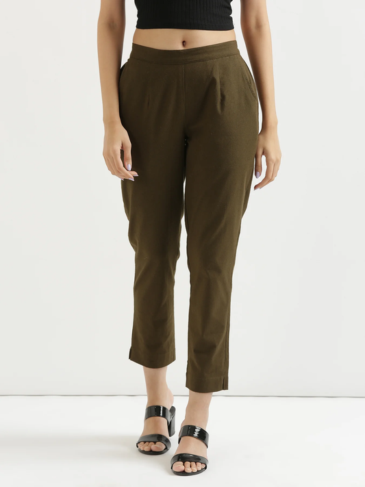 Everyday Cotton Pants - Olive green