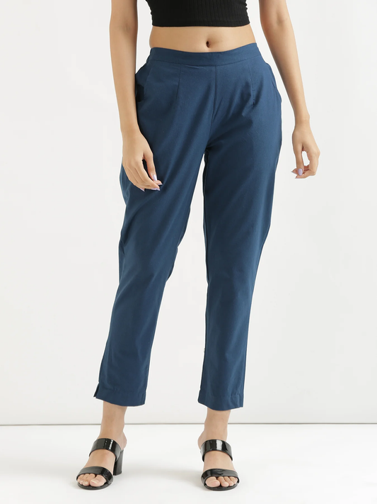 Everyday Cotton Pants - Peacock Blue