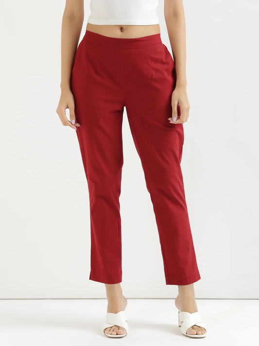 Everyday Cotton Pants - Maroon