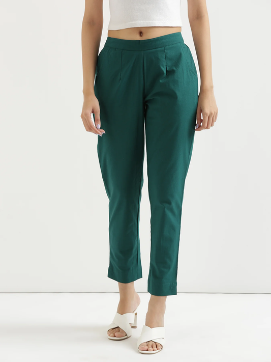 Everyday Cotton Pants - Bottle Green