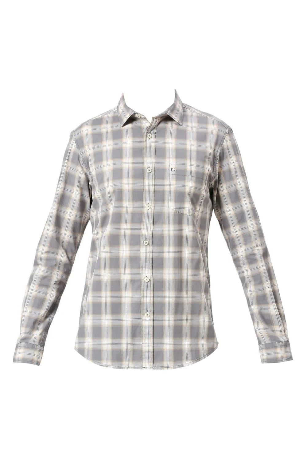 Basics Mens GREY SLIM CHECKS SHIRT - 24BSH54758