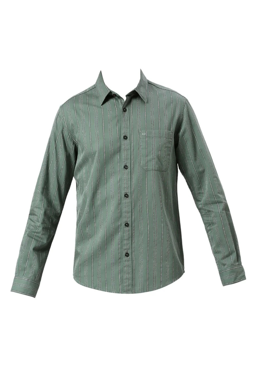 Basics Mens OLIVE SLIM STRIPES SHIRT - 24BSH54862