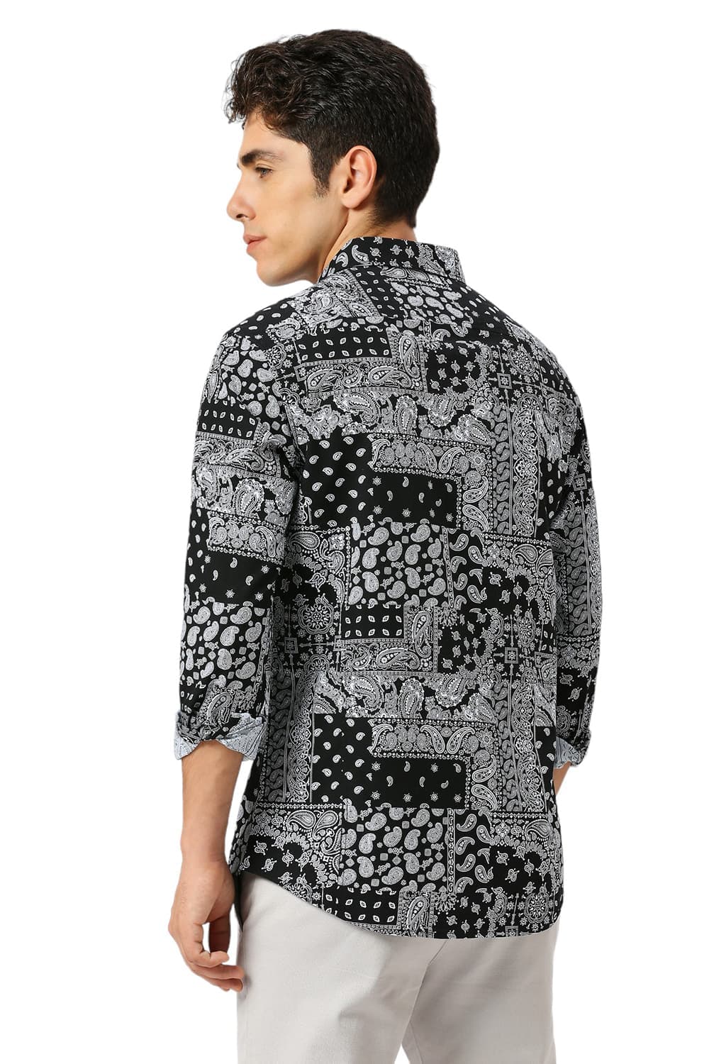 Basics Mens BLACK SLIM PRINT SHIRT - 24BSH55123