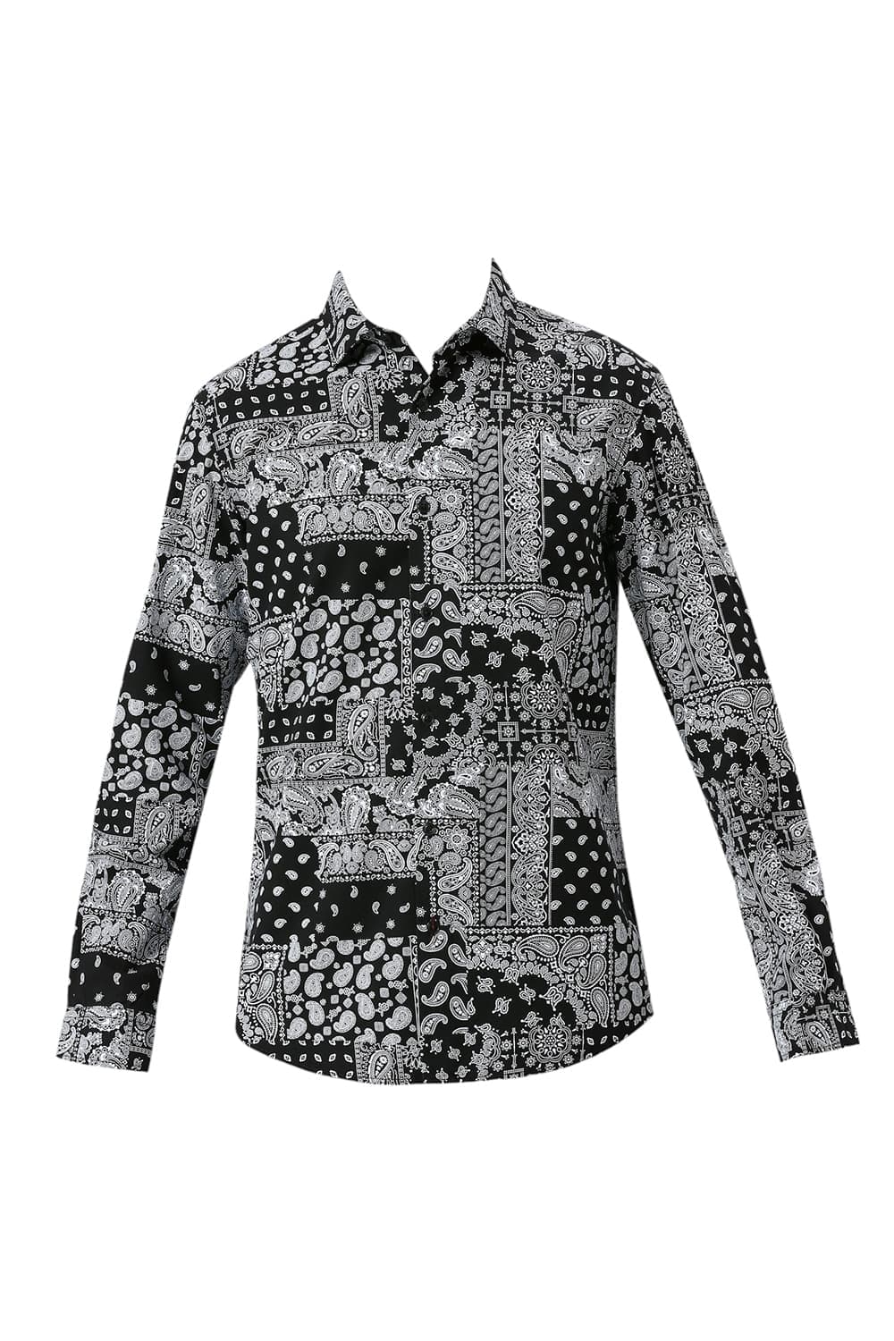 Basics Mens BLACK SLIM PRINT SHIRT - 24BSH55123