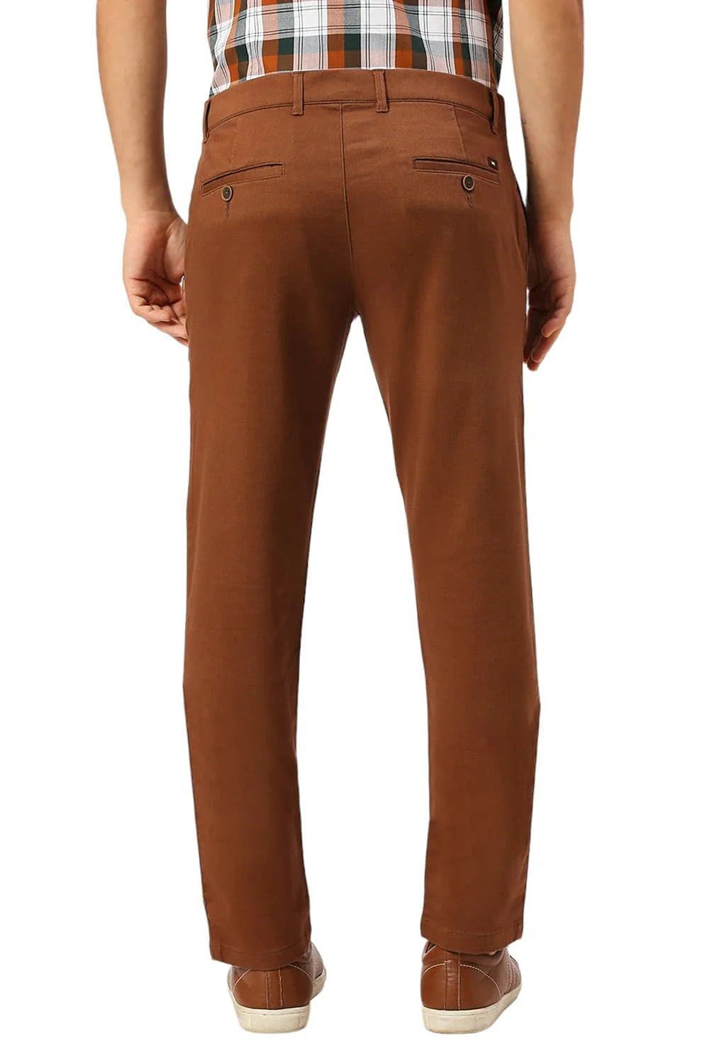 Basics Mens DK BROWN TAPERED SELF TROUSER - 24BTR55017