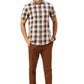 Basics Mens DK BROWN TAPERED SELF TROUSER - 24BTR55017