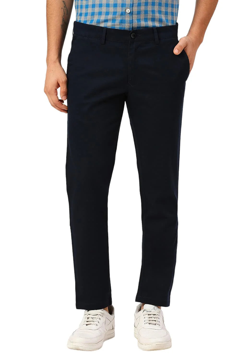 Basics Mens NAVY TAPERED SELF TROUSER - 24BTR55090