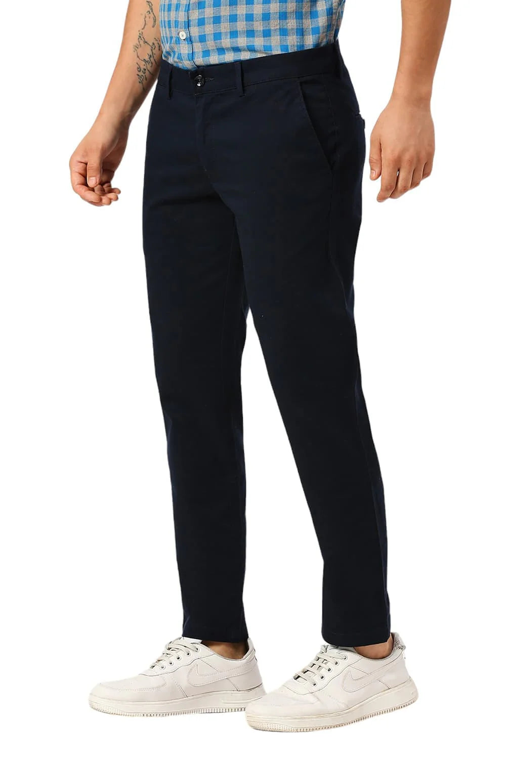 Basics Mens NAVY TAPERED SELF TROUSER - 24BTR55090