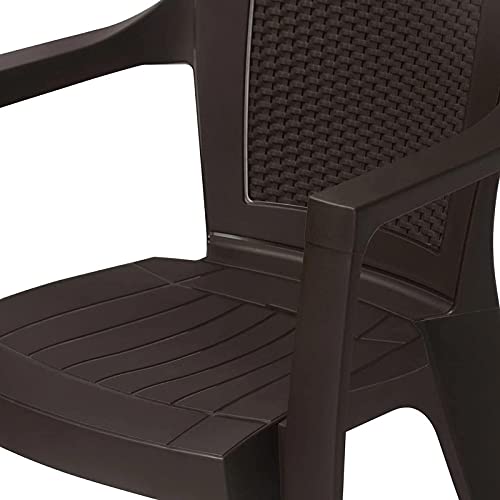 Nilkamal Plastic Armchair 1 Piece | Polypropylene Chair for Home| Living Room| Bearing Capacity up to 200 Kg Strong and Sturdy Structure - Mystique/Rosa Brown