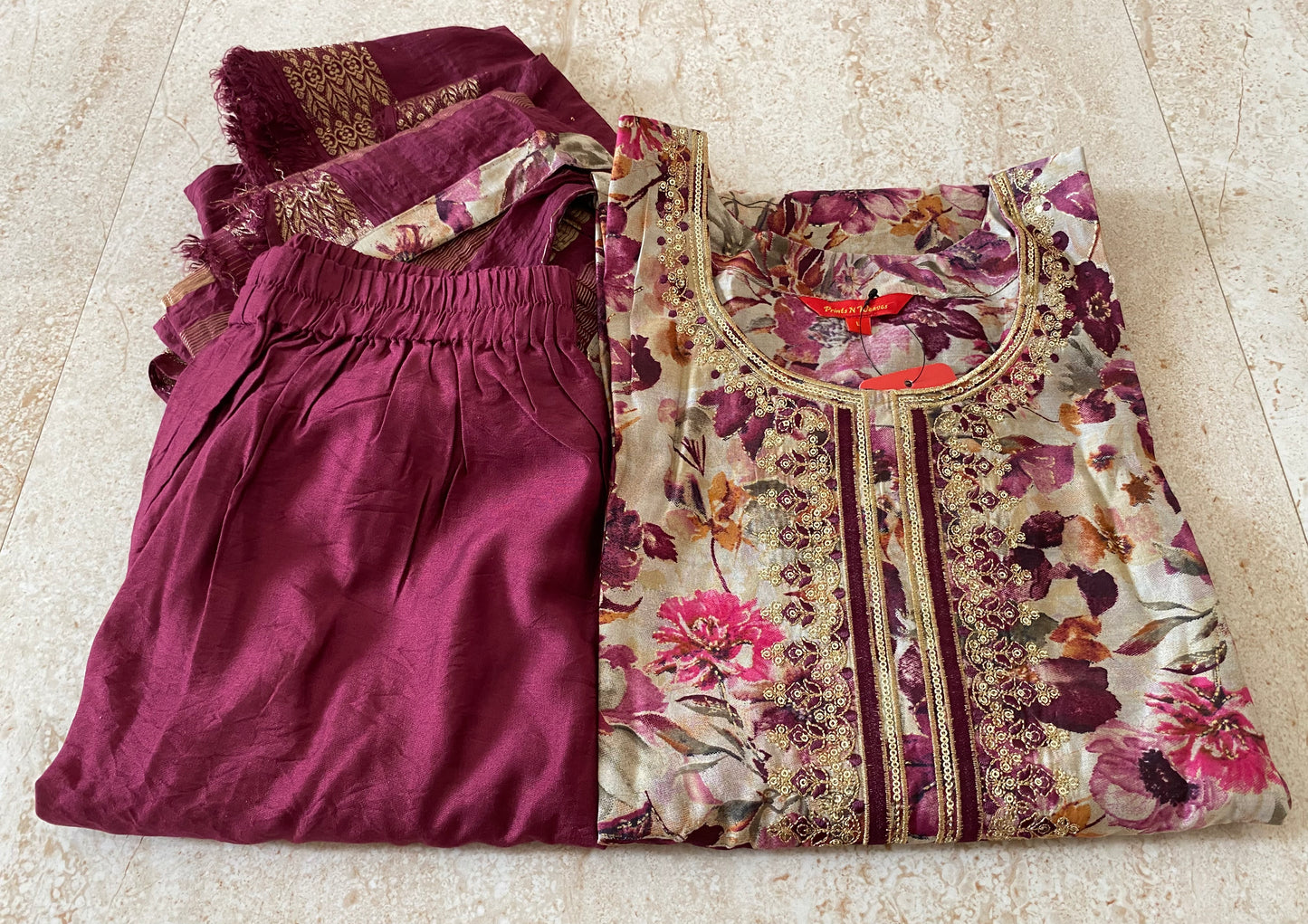 3 PCS KURTHI SET 1802002PURPLE