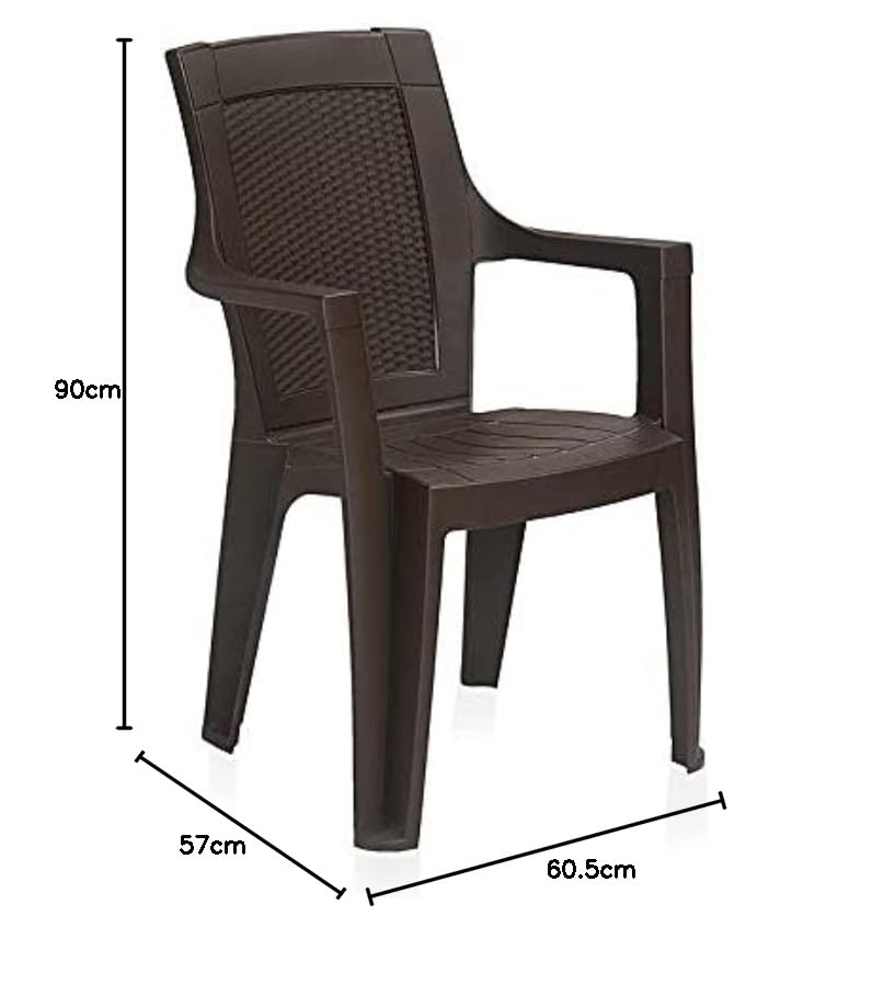 Nilkamal Plastic Armchair 1 Piece | Polypropylene Chair for Home| Living Room| Bearing Capacity up to 200 Kg Strong and Sturdy Structure - Mystique/Rosa Brown