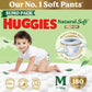 Huggies Natural Soft Premium Baby Diaper Pants, Our No.1 Soft Pants, New Born/Extra Small (XS) Size (0-5 Kgs), Pack of 76 | Cloud Softness All over with India's 1st Cloud Touch Belt