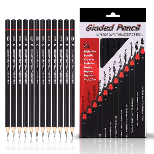 ABOUT SPACE Artist Pencil for Sketching Drawing Art Pack of 12 with Metal Case B 2B 3B 4B 5B 6B 7B 8B HB H 2H F