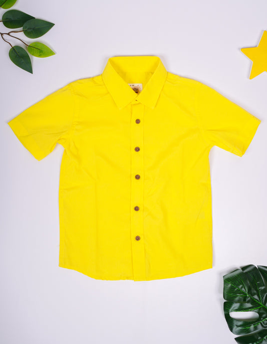 2404LDBSH0119 Boys Shirt Yellow Half Sleeve