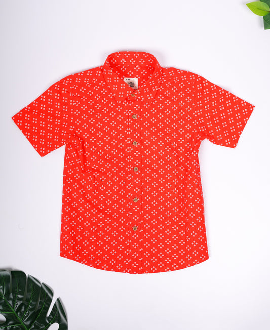 2404LDBSH0110 Boys Shirt Red Half Sleeve