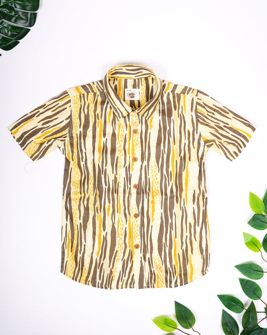 2404LDBSH0105 Boys Shirt Gold Half Sleeve