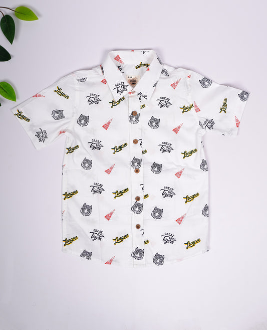 2404LDBSH0118 Boys Shirt White Half Sleeve