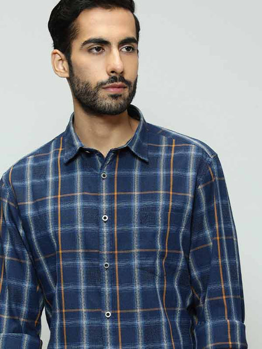 Indian Terrain Men Checked Full Sleeve Cotton Shirt