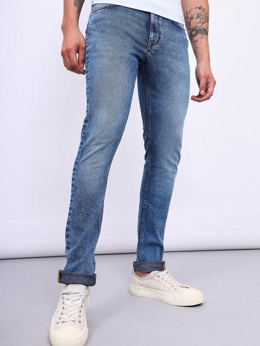 Lee Men Blue Bruce Skinny Fit Mid Rise Light Fade Jeans